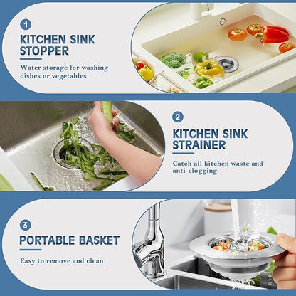 🏆Flash Sale⚡ 30K+ SOLD!🔥- Upgraded 3 in 1 Kitchen Sink Drain Strainer