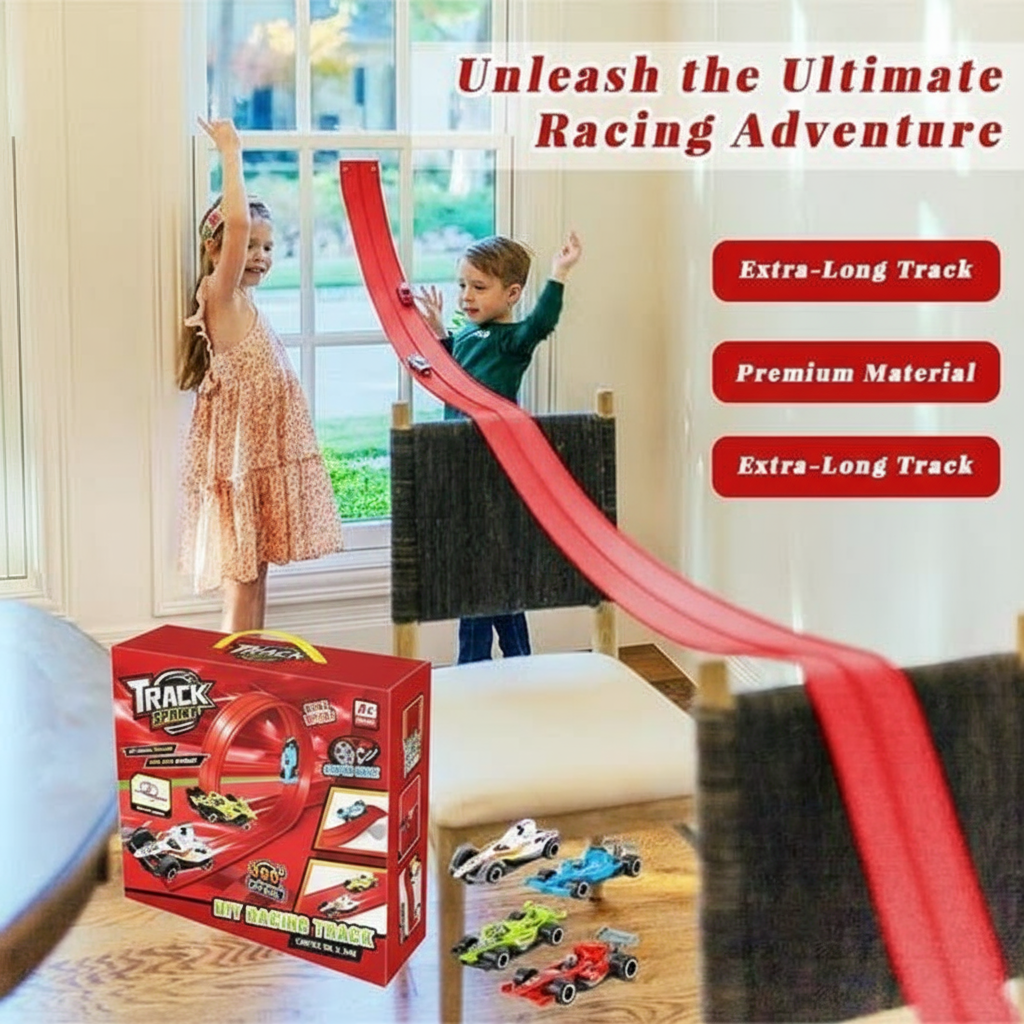 Red 13.1Ft Track with 4 Cars