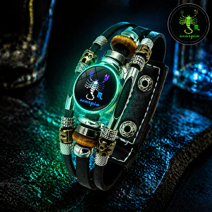 Buy 3 Get 3 FREE! ✨ Zodiac Guardian | Glow-in-the-Dark Leather Bracelet