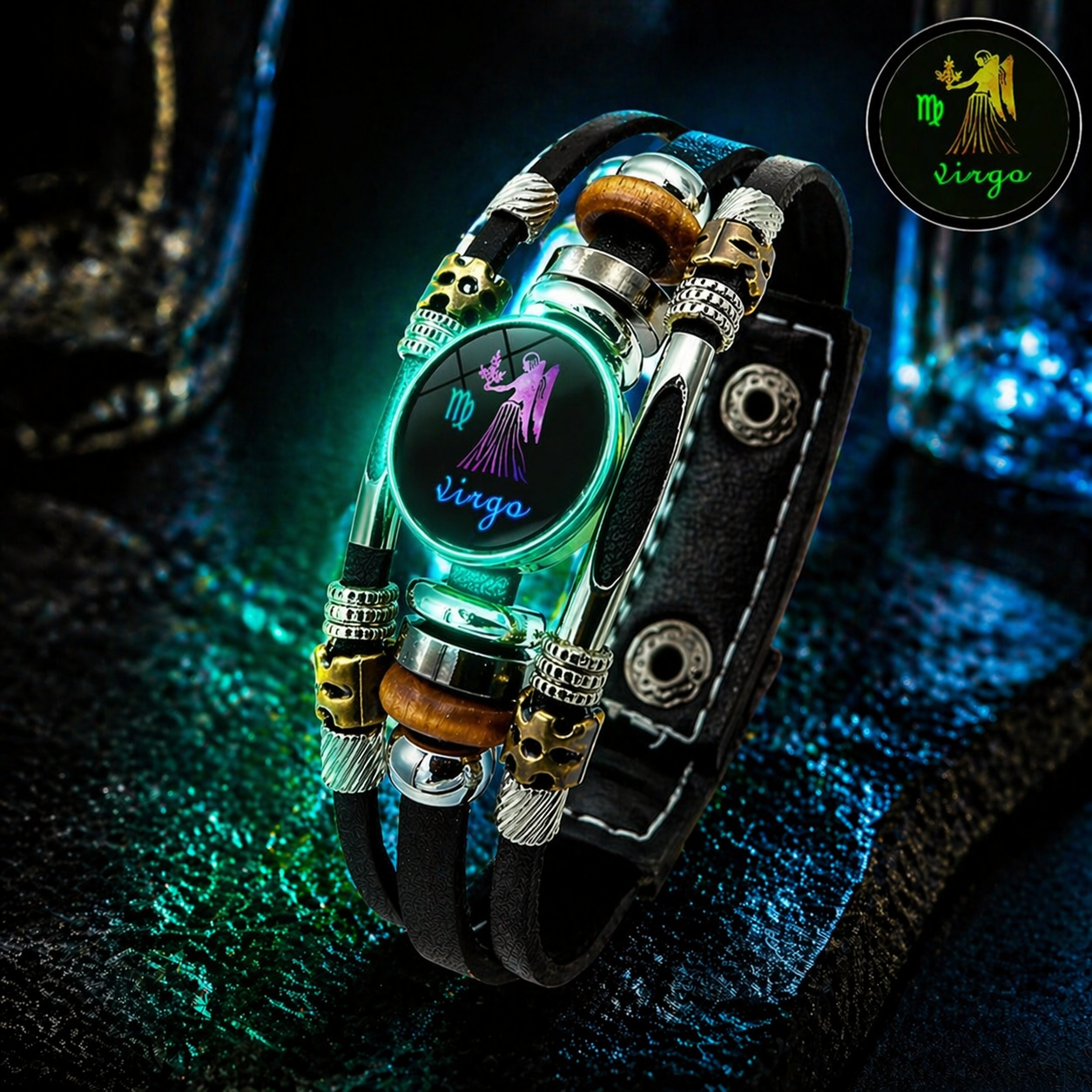 Buy 3 Get 3 FREE! ✨ Zodiac Guardian | Glow-in-the-Dark Leather Bracelet