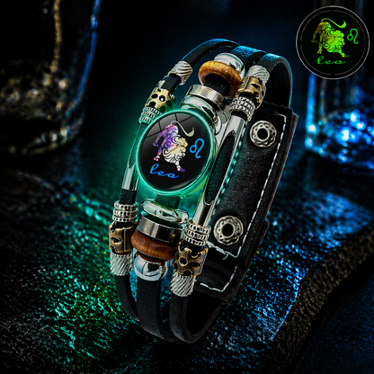 Buy 3 Get 3 FREE! ✨ Zodiac Guardian | Glow-in-the-Dark Leather Bracelet