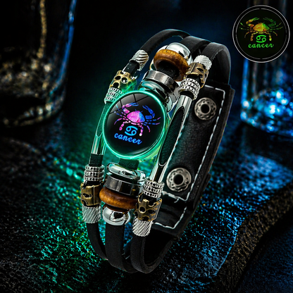 Buy 3 Get 3 FREE! ✨ Zodiac Guardian | Glow-in-the-Dark Leather Bracelet