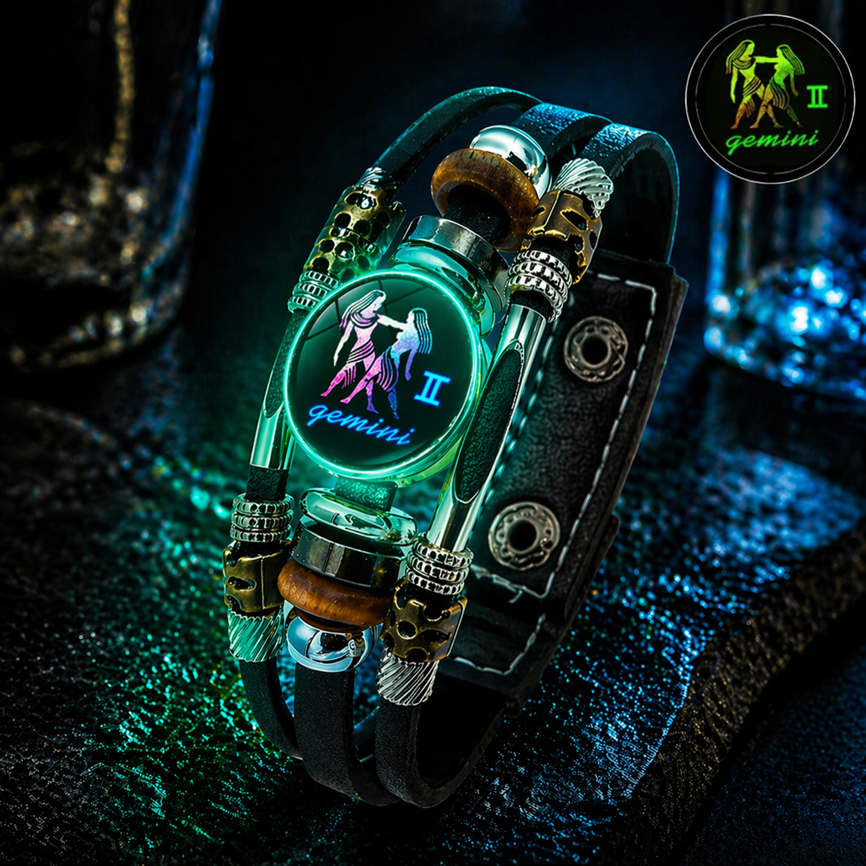 Buy 3 Get 3 FREE! ✨ Zodiac Guardian | Glow-in-the-Dark Leather Bracelet