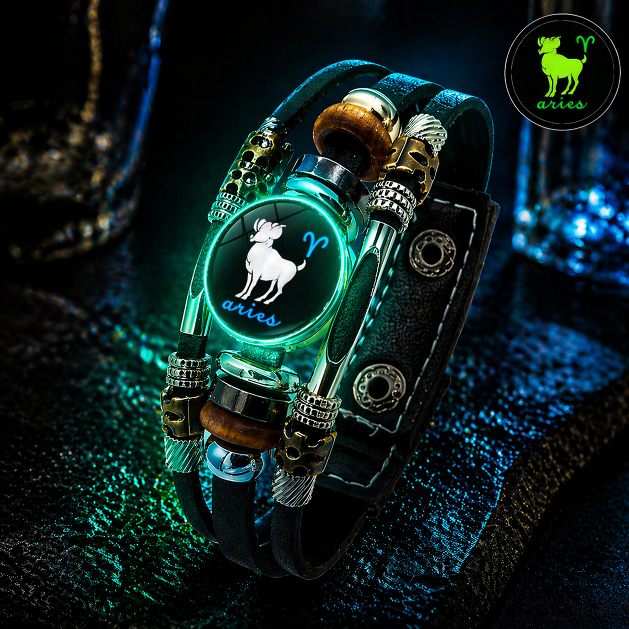 Buy 3 Get 3 FREE! ✨ Zodiac Guardian | Glow-in-the-Dark Leather Bracelet