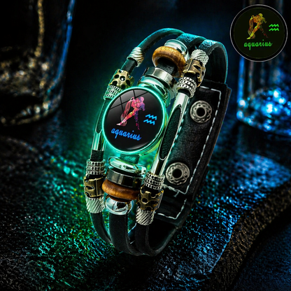 Buy 3 Get 3 FREE! ✨ Zodiac Guardian | Glow-in-the-Dark Leather Bracelet
