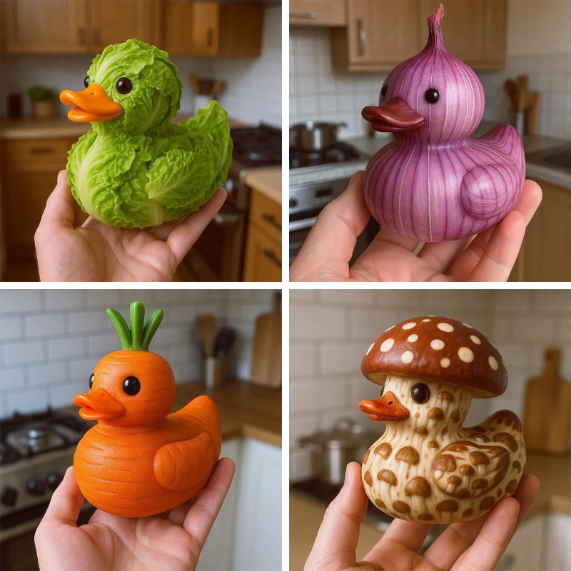 🦆 Whimsical Vegetable Duck Figurines 🥕
