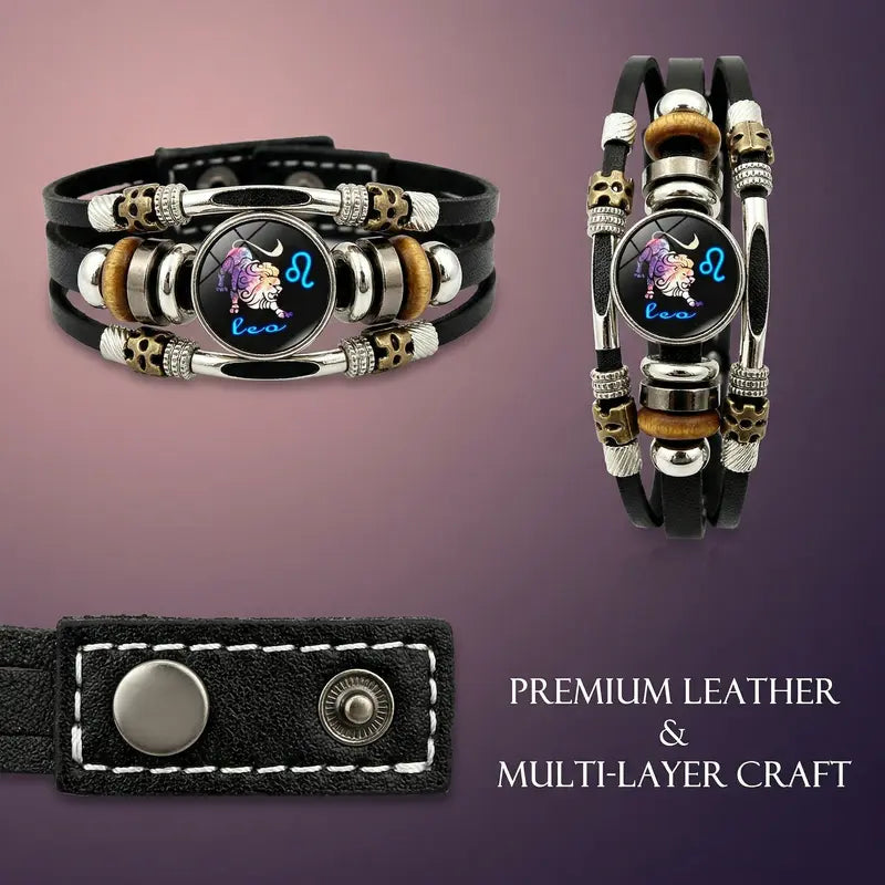 Buy 3 Get 3 FREE! ✨ Zodiac Guardian | Glow-in-the-Dark Leather Bracelet