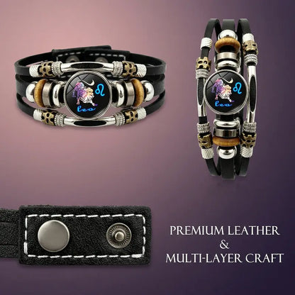 Buy 3 Get 3 FREE! ✨ Zodiac Guardian | Glow-in-the-Dark Leather Bracelet