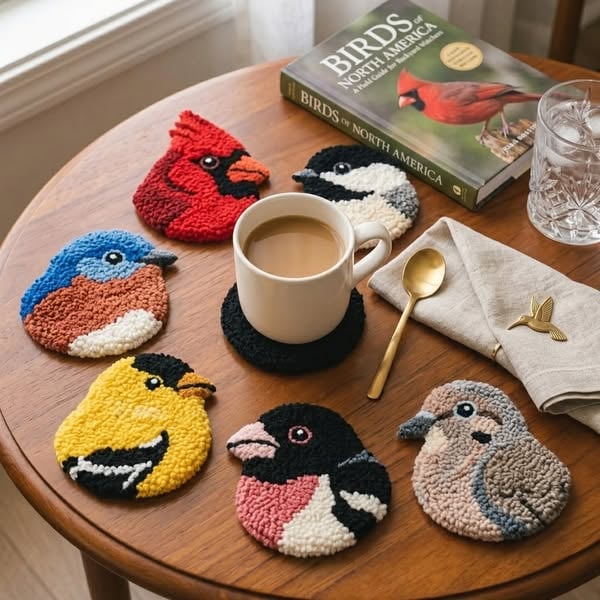 🧵Beginner-Friendly🐦DIY Bird Coasters Punch Needle Kit