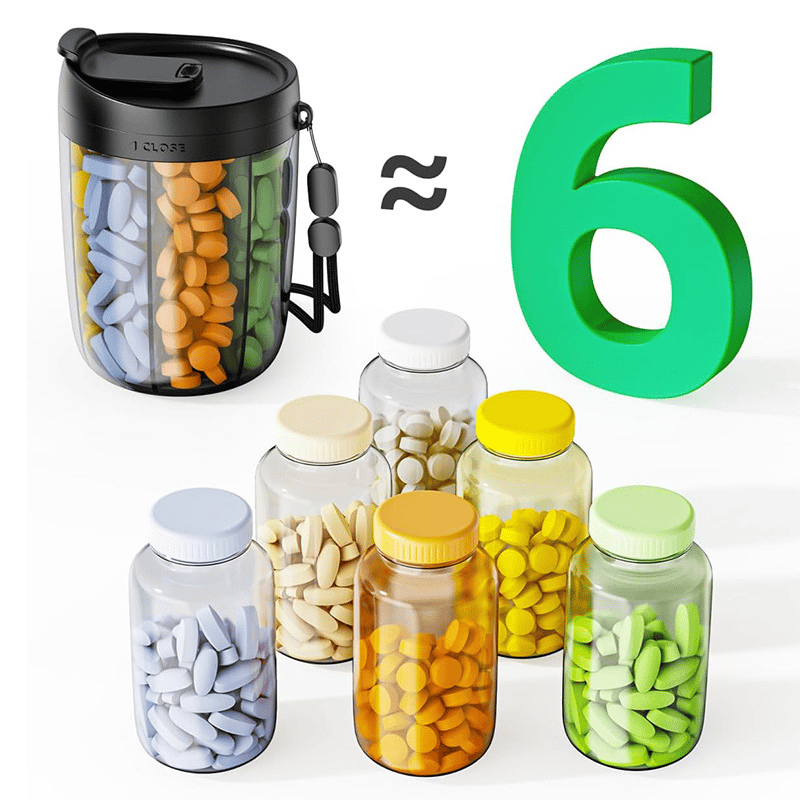 🎁Last Day Promotion🔥Pill Dispenser Bottle with 6 Compartments | Never Miss a Dose Again! 💊⏰