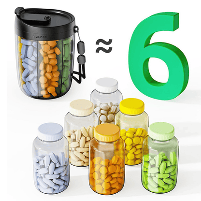 🎁Last Day Promotion🔥Pill Dispenser Bottle with 6 Compartments | Never Miss a Dose Again! 💊⏰