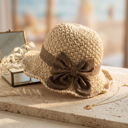 🔥 Hot Sale 49% OFF🔥Elegant Woven Straw Sun Hat with Bow