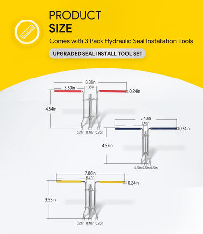 🛠️ 3-Pack Hydraulic Seal Installation Tool Kit