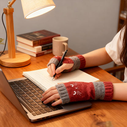 Cozy Cat-Themed Fingerless Gloves for Fall & Winter Lovers 🐾❄️