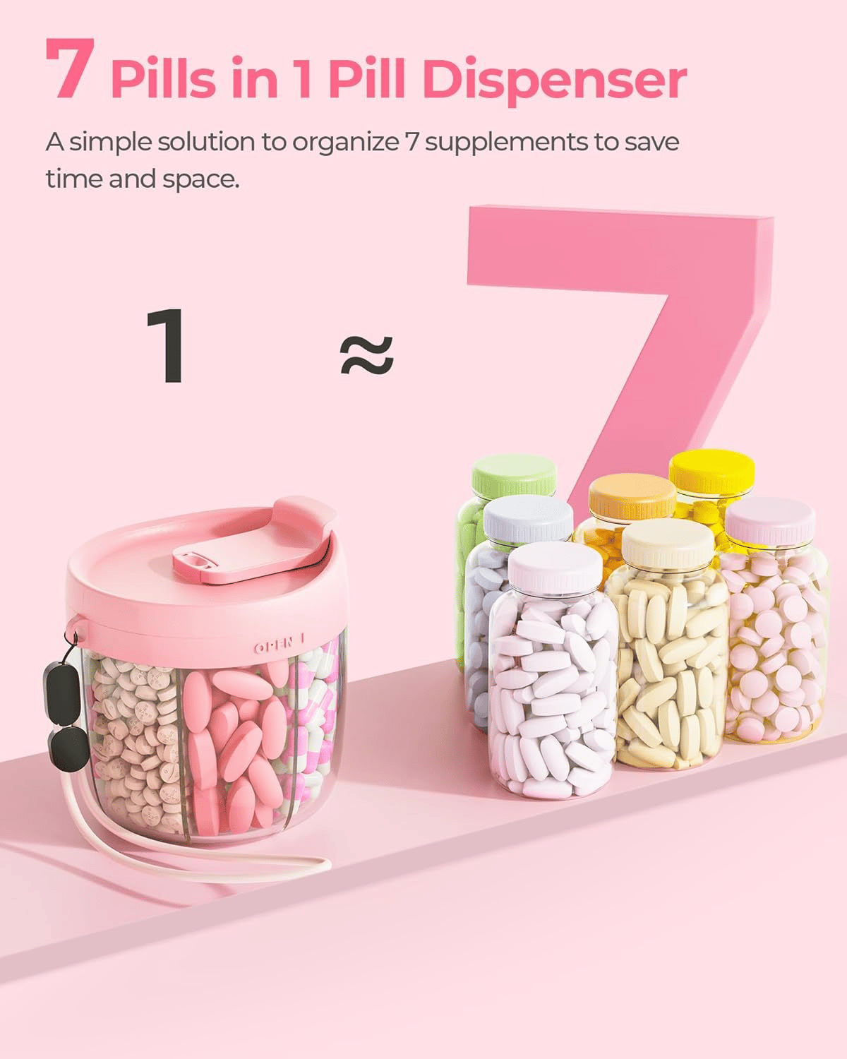 🎁Last Day Promotion🔥Pill Dispenser Bottle with 6 Compartments | Never Miss a Dose Again! 💊⏰