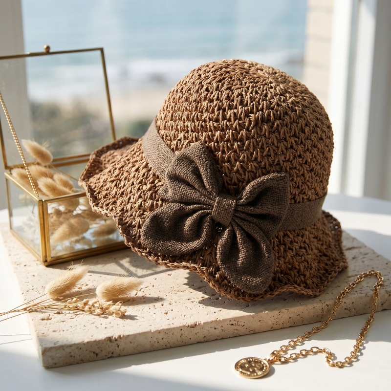 🔥 Hot Sale 49% OFF🔥Elegant Woven Straw Sun Hat with Bow