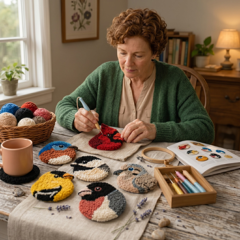 🧵Beginner-Friendly🐦DIY Bird Coasters Punch Needle Kit