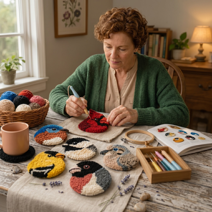 🧵Beginner-Friendly🐦DIY Bird Coasters Punch Needle Kit