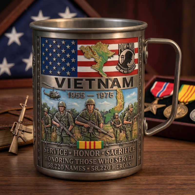 🎖️Vietnam Veteran Honor Coffee Mug – 1955-1975 Service Tribute