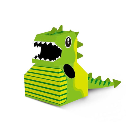 DIY Assembling dinosaur costumes in cardboard boxes