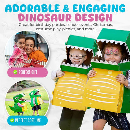 DIY Assembling dinosaur costumes in cardboard boxes