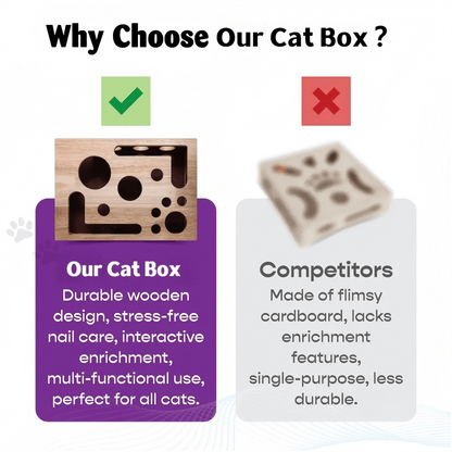🎁😻✨Cat Scratch Puzzle Enrichment Box: Nail File Stress Free Alternative to Clippers and Grinders