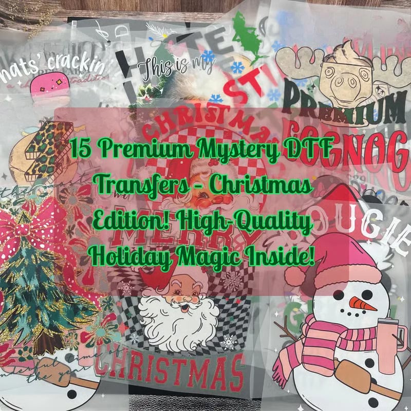 🎄 15PCS Christmas Mystery DTF Transfer Bundle 🎅🔥for T-Shirts, Totes & DIY Gifts