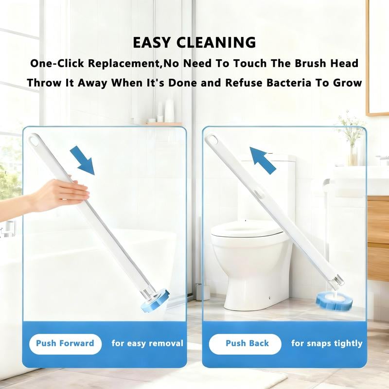 🔥New Year Sale – Disposable Toilet Brush, Toilet Bowl Wand Holder Set with 24PCS Cleaner Refills,Wall-Mount Scrubbing Toilet Brush Bathroom Cleaning Kit