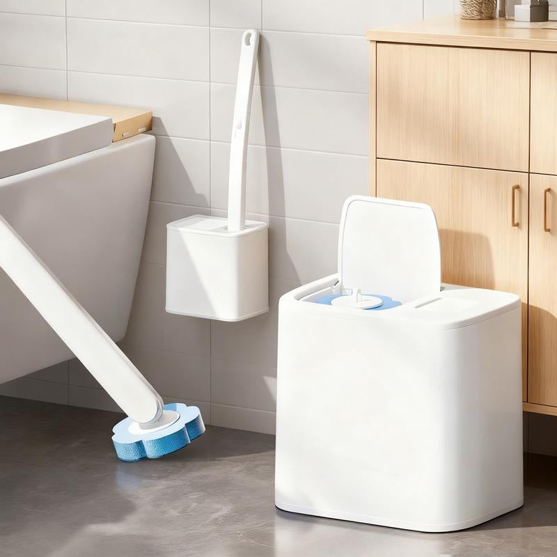 🔥New Year Sale – Disposable Toilet Brush, Toilet Bowl Wand Holder Set with 24PCS Cleaner Refills,Wall-Mount Scrubbing Toilet Brush Bathroom Cleaning Kit