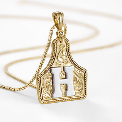 Custom Letter Pendant Cow Tag Initial Necklace 🤠