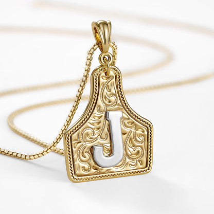 Custom Letter Pendant Cow Tag Initial Necklace 🤠