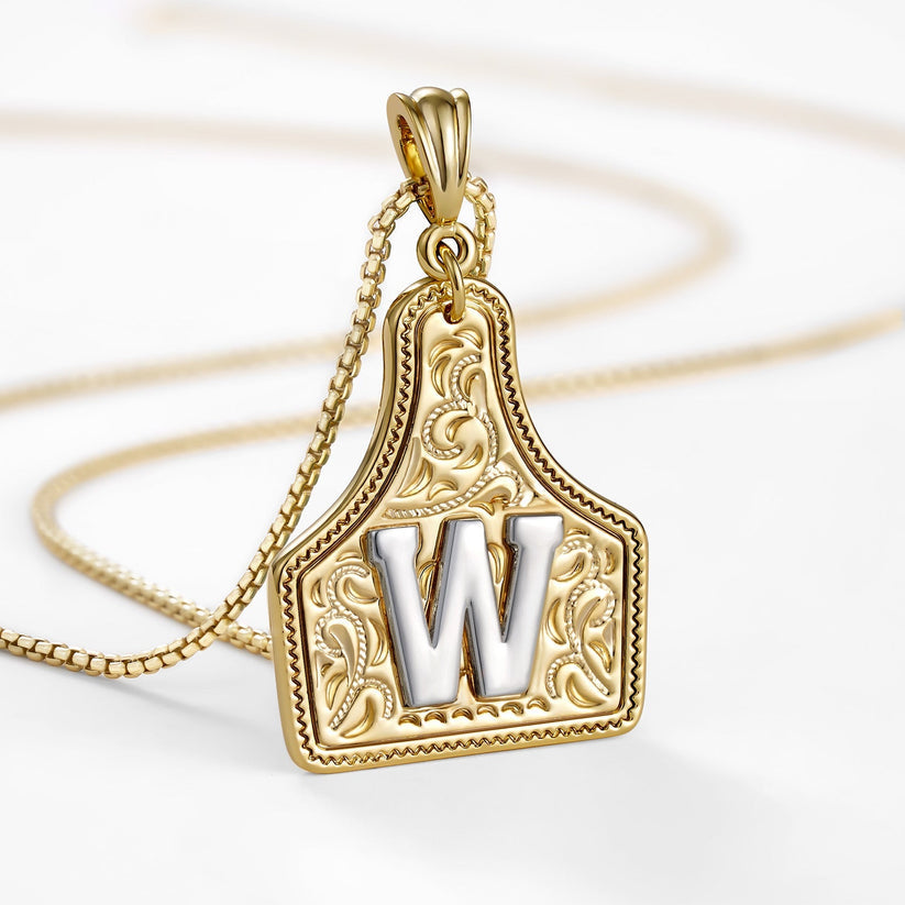 Custom Letter Pendant Cow Tag Initial Necklace 🤠