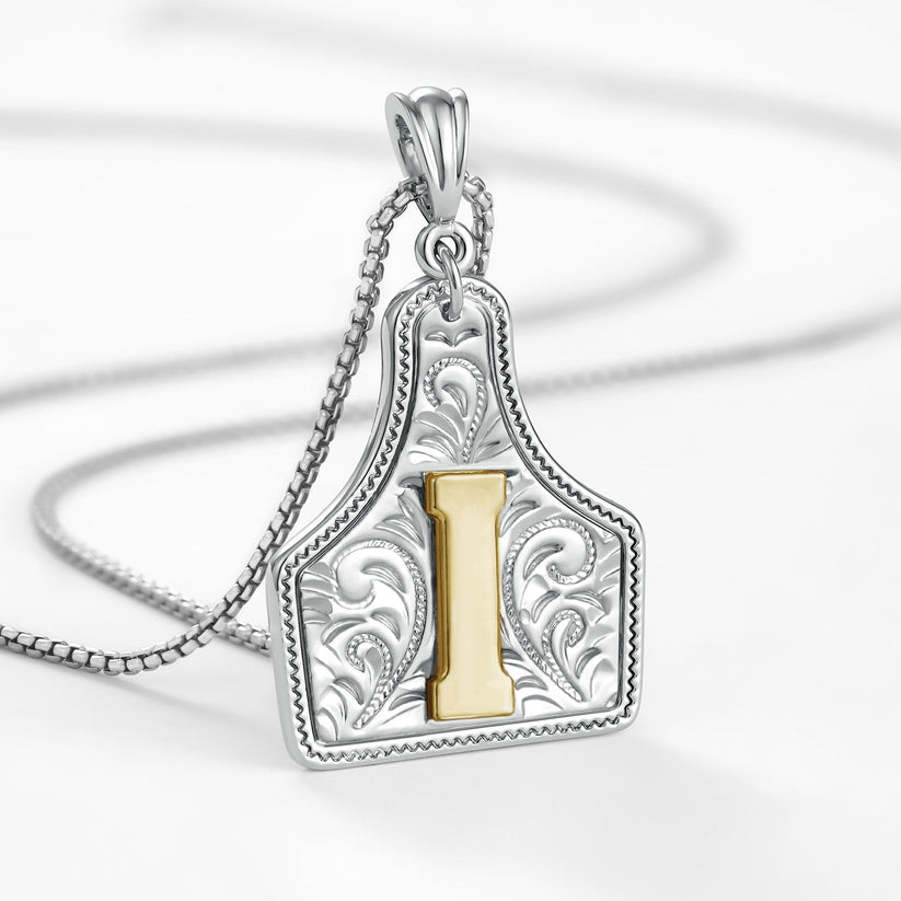 Custom Letter Pendant Cow Tag Initial Necklace 🤠
