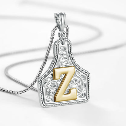 Custom Letter Pendant Cow Tag Initial Necklace 🤠