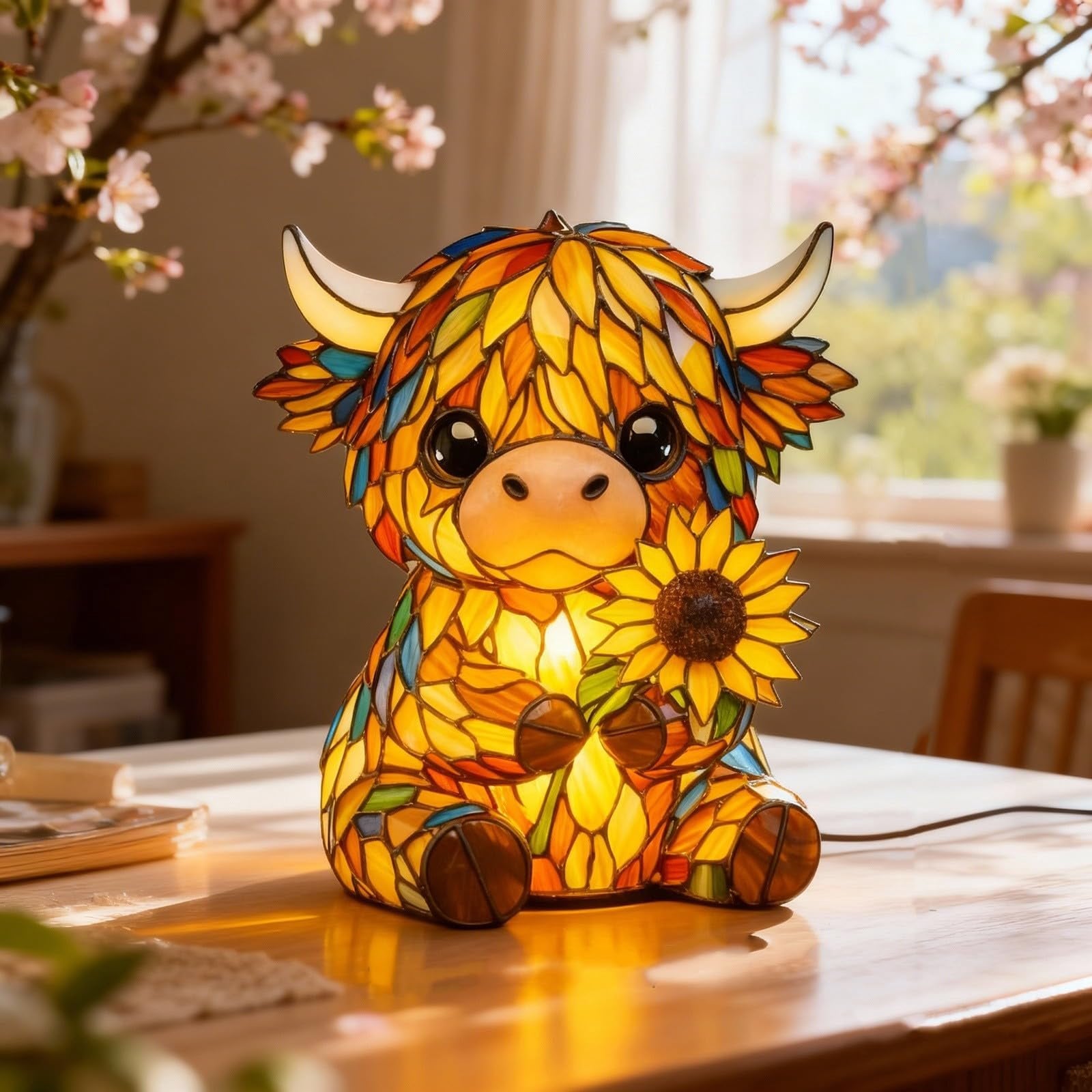 🌻Mother's Day Sale 49% OFF- 🐮Creative Highland Cow Sunflower LED Night Light