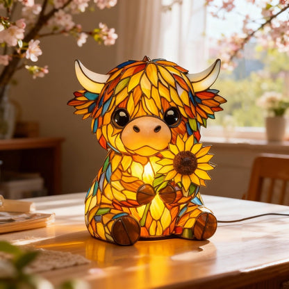 🌻Mother's Day Sale 49% OFF- 🐮Creative Highland Cow Sunflower LED Night Light