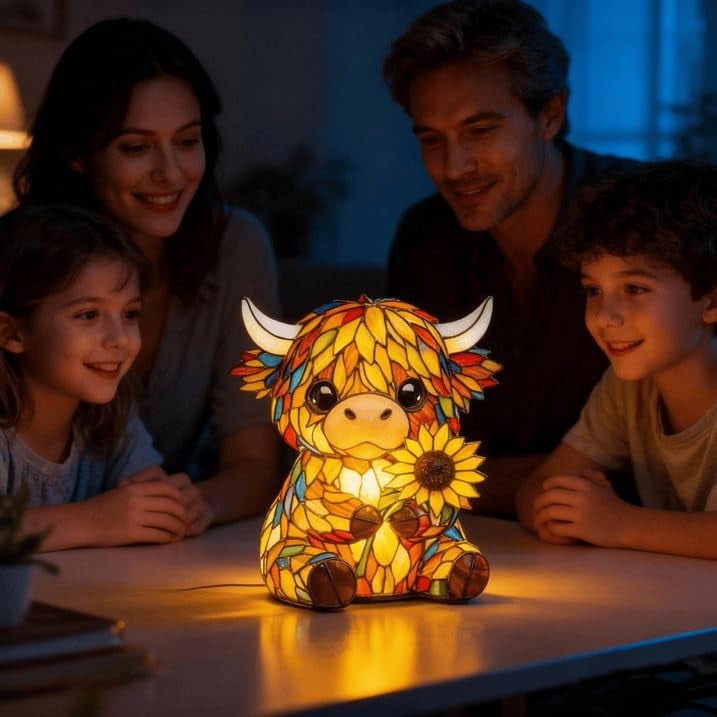 🌻Mother's Day Sale 49% OFF- 🐮Creative Highland Cow Sunflower LED Night Light