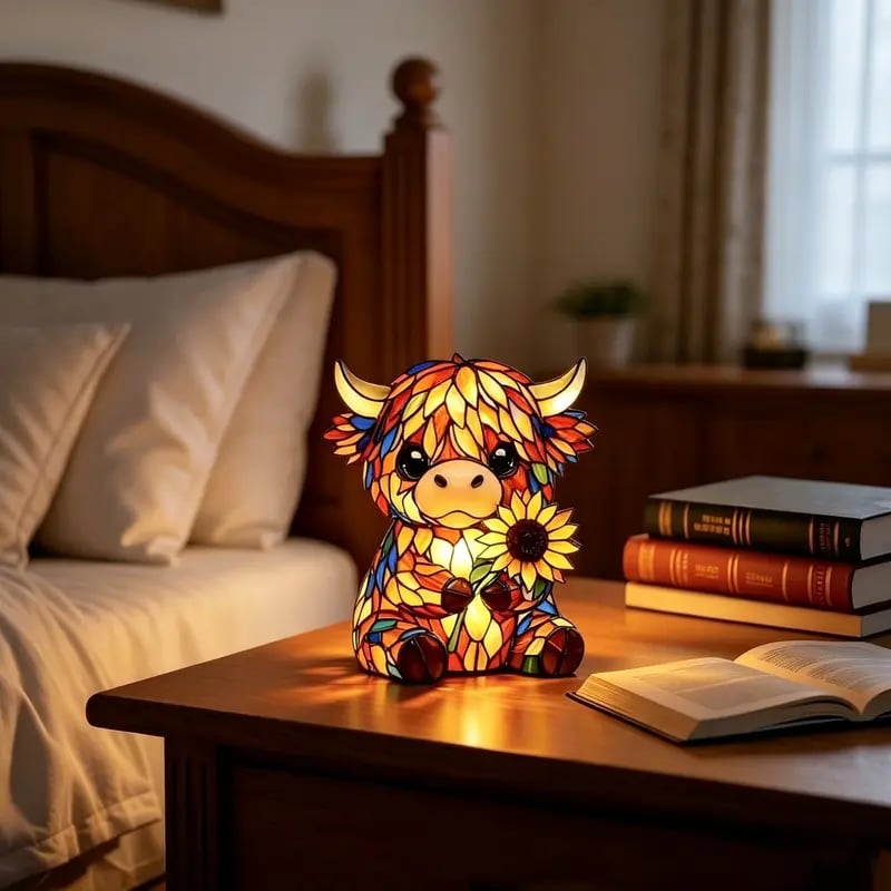 🌻Mother's Day Sale 49% OFF- 🐮Creative Highland Cow Sunflower LED Night Light