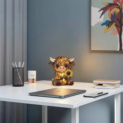 🌻Mother's Day Sale 49% OFF- 🐮Creative Highland Cow Sunflower LED Night Light