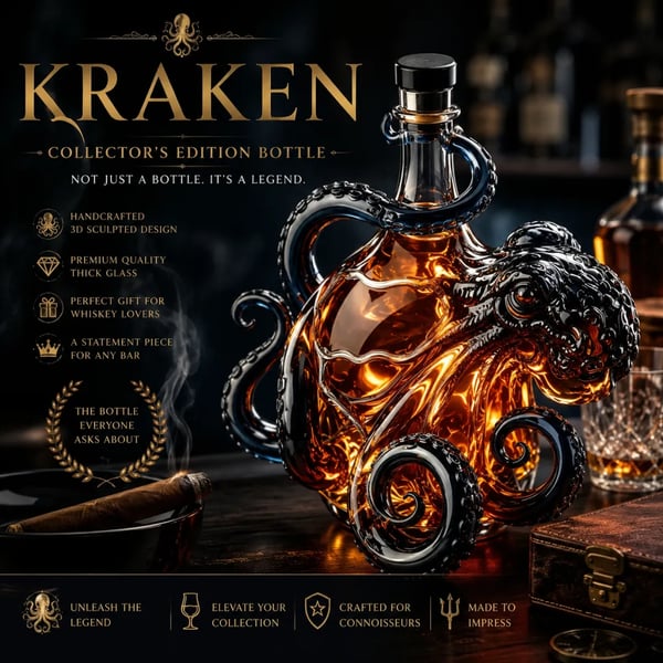 🎁 Father’s Day 49% OFF - The Kraken Rum Edition 3D Octopus Bottle 🐙🥃