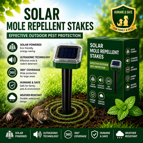 🌸Spring Sale 50% OFF☘️Solar Powered Waterproof Screw Mole Repellent