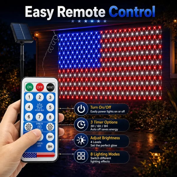 🔥50% Off Sale on July 4-----Solar American Flag Lights Outdoor