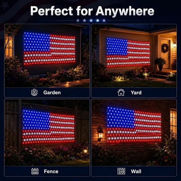 🔥50% Off Sale on July 4-----Solar American Flag Lights Outdoor