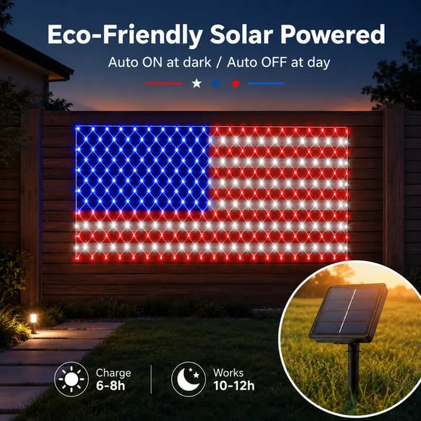 🔥50% Off Sale on July 4-----Solar American Flag Lights Outdoor