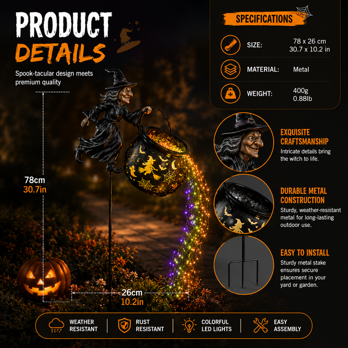 🔥LAST DAY 50% OFF -Halloween Witch Cauldron Garden Light