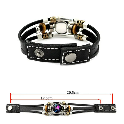 Buy 3 Get 3 FREE! ✨ Zodiac Guardian | Glow-in-the-Dark Leather Bracelet